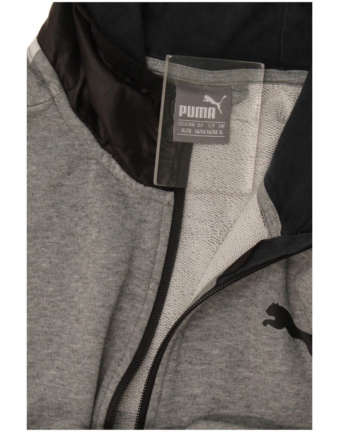 Męski sweter Puma z kapturem i zamkiem XL, szary, z blokami kolorów