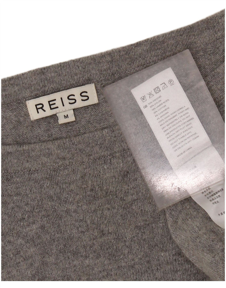 Sweter damski REISS z dekoltem w łódkę UK 14, średnioszara wiskoza