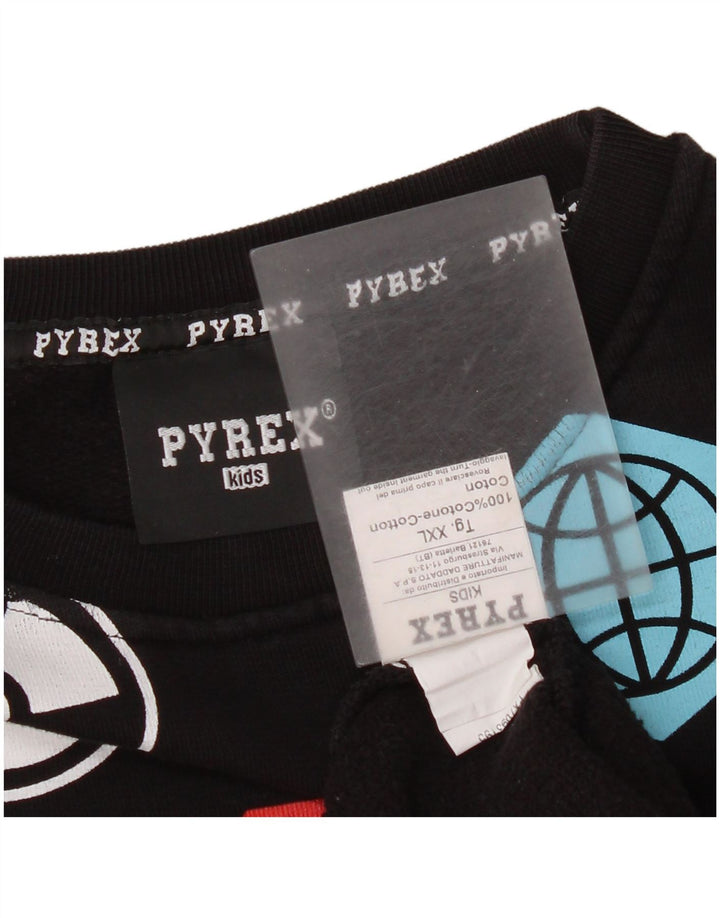 Bluza chłopięca Pyrex z grafiką, 13-14 lat, 2XL, czarna bawełna