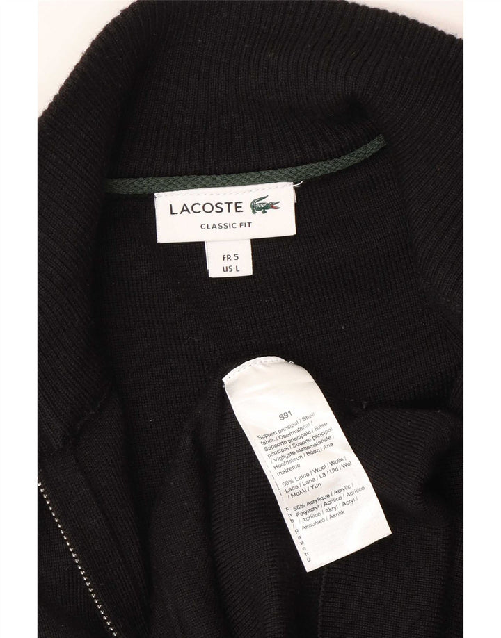 Lacoste Męski sweter rozpinany o klasycznym kroju, rozmiar 5, duży, czarny, wełniany