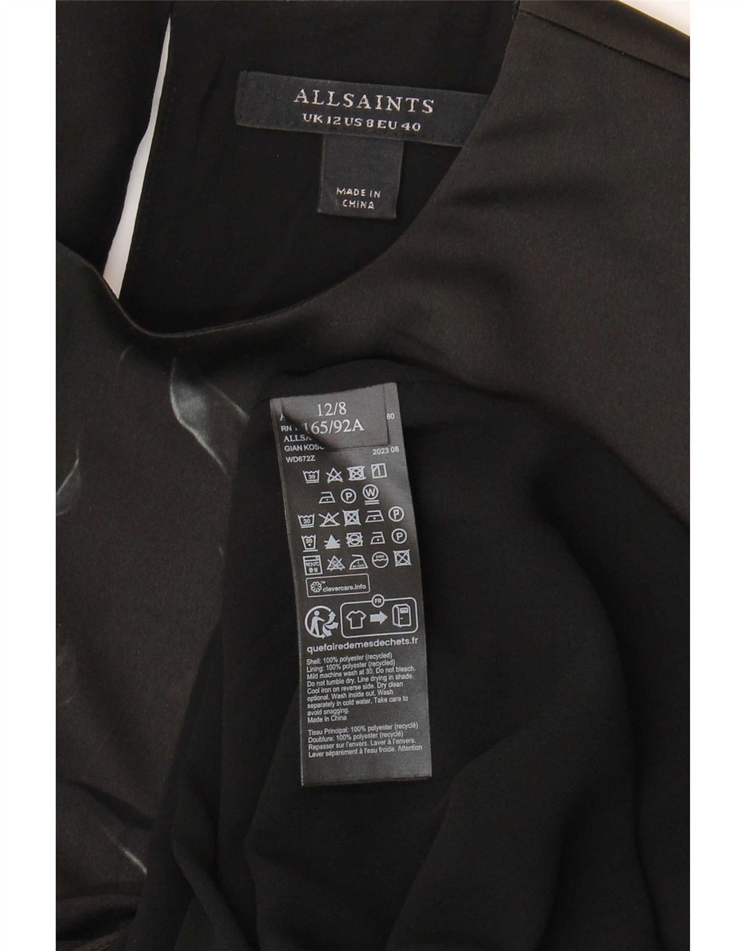 Damska asymetryczna sukienka All Saints Maxi UK 12, średnia, czarna w kwiaty