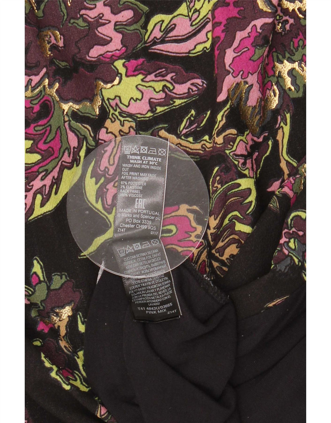 Bluzka damska Marks & Spencer UK 22 3XL Czarny kwiatowy poliester
