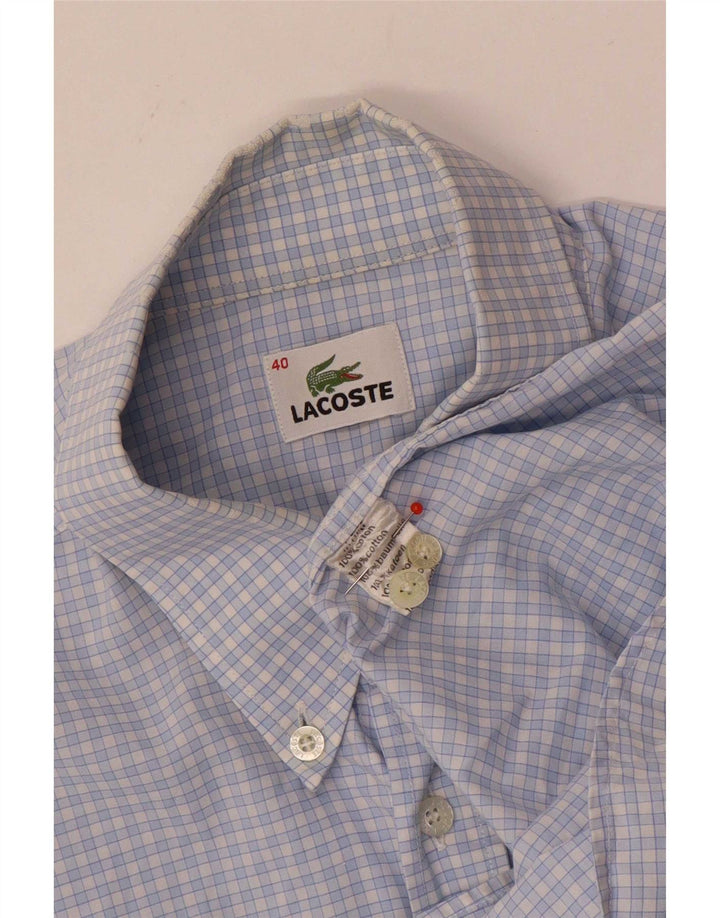 Koszula męska z krótkim rękawem Lacoste, rozmiar 40, bawełniana w średnią niebieską kratkę