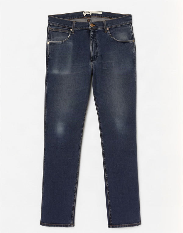 Męskie jeansy Wrangler o prostym kroju W34 L32, niebieska bawełna