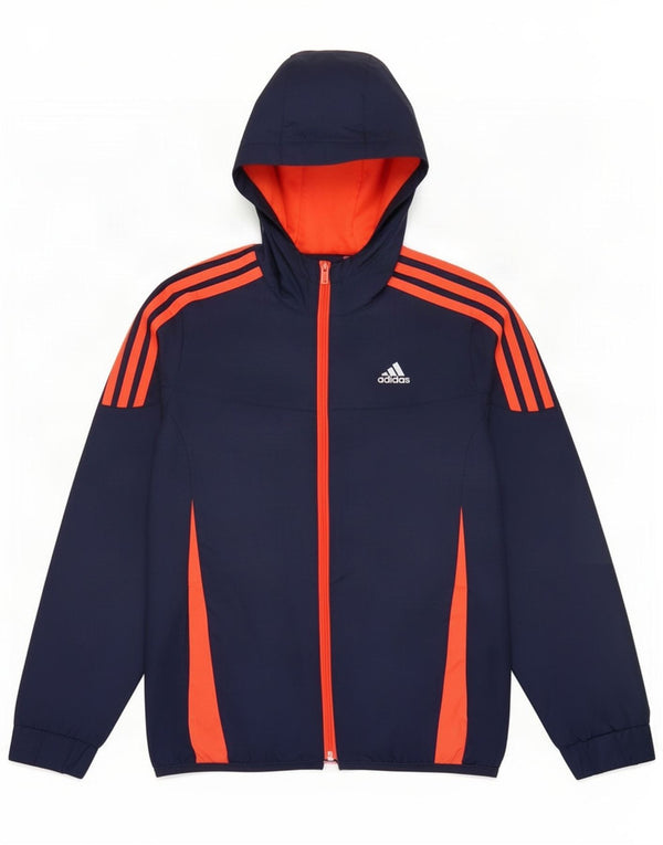 Kurtka chłopięca Adidas z kapturem i dresem 9-10 lat, granatowa, z blokami kolorów
