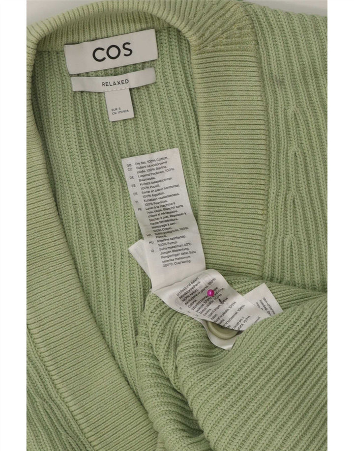 Cos Męski sweter rozpinany o swobodnym kroju, mały, zielony, bawełniany