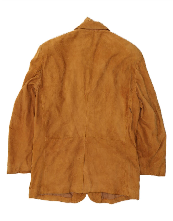 PICCINI Mens 3 Button Suede Blazer Jacket IT 48 Medium Beige Leather Vintage Piccini and Second-Hand Piccini from Messina Hembry 