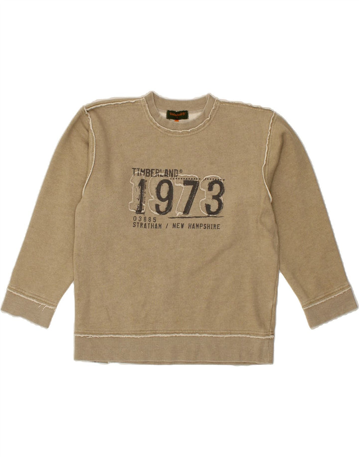 TIMBERLAND Boys Graphic Sweatshirt Jumper 7-8 Years Grey Cotton Vintage Timberland and Second-Hand Timberland from Messina Hembry 