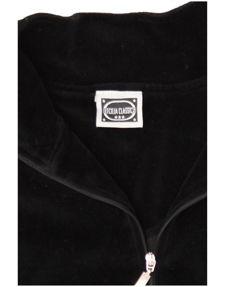 Kurtka damska w stylu vintage, dresowa, EU 36/38, mała, czarna, bawełniana w paski