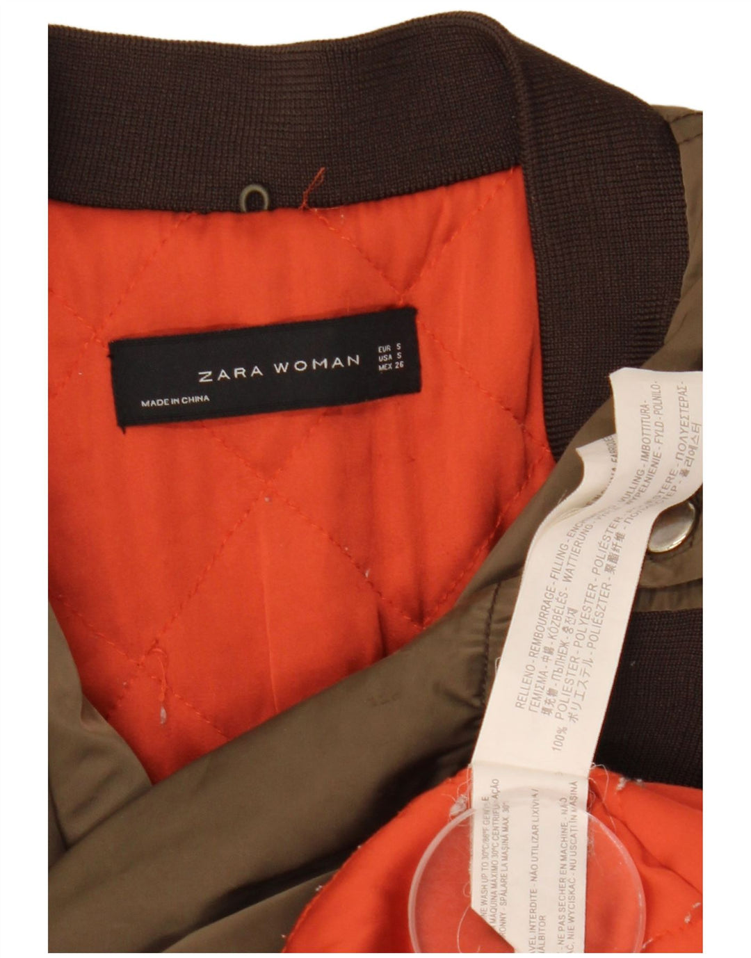 Damska kurtka bomberka Zara UK 10, mała, khaki, poliester