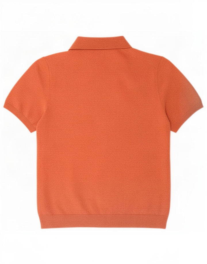 Marks & Spencer Męski sweter polo z krótkim rękawem, średni pomarańczowy