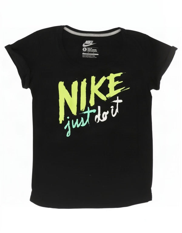 Damska koszulka Nike Slim Fit z grafiką Top UK 14, duża czarna bawełna