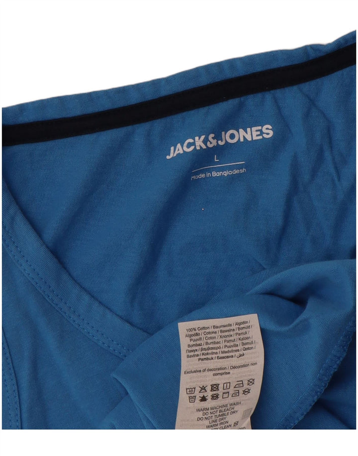 Męska kamizelka z grafiką Jack & Jones, duża, niebieska, bawełniana