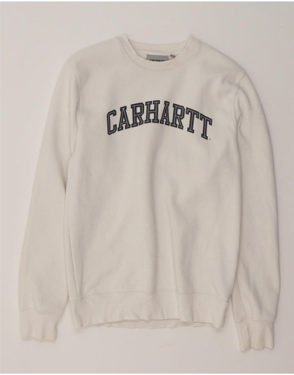 Męska bluza z grafiką CARHARTT, sweter XS, biała bawełna