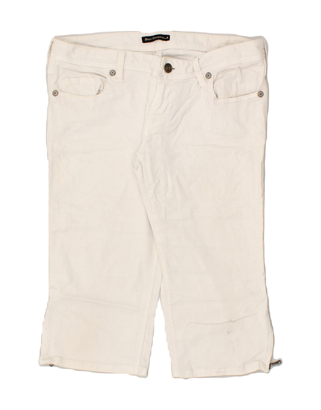 BEST COMPANY Womens Denim Bermuda Shorts IT 44 Medium W30  White Cotton | Vintage Best Company | Thrift | Second-Hand Best Company | Used Clothing | Messina Hembry 
