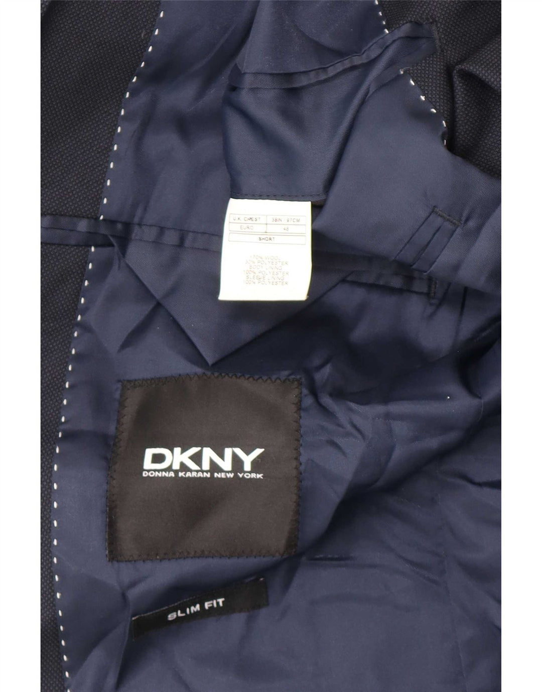 Dkny Męska marynarka zapinana na 2 guziki, slim fit, EU 46, mała, granatowa, wełniana