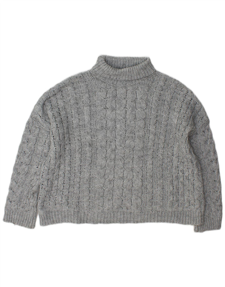 Damski sweter oversize Zara z wywijanym dekoltem UK 14, średni szary akryl