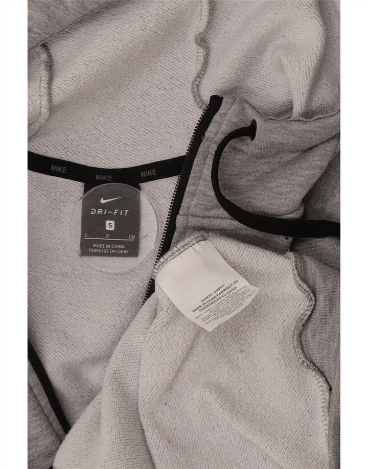 Męski sweter z kapturem i zamkiem błyskawicznym Nike Dri Fit, mały, szary, nakrapiany poliester