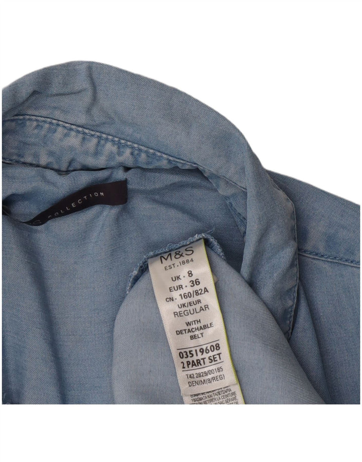 Marks & Spencer Damska sukienka koszulowa oversize z krótkim rękawem UK 8, mała niebieska