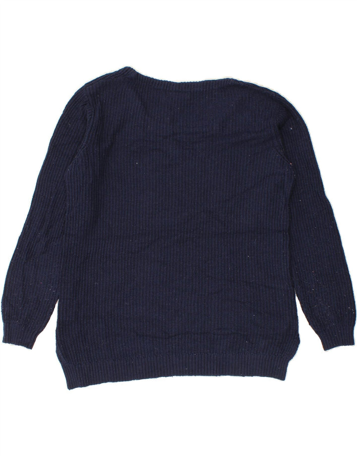 MOUNTAIN WAREHOUSE Womens Boat Neck Jumper Sweater UK 12 Medium Navy Blue Vintage Mountain Warehouse and Second-Hand Mountain Warehouse from Messina Hembry 