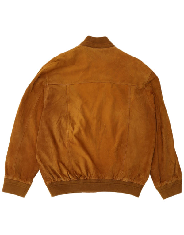 Vintage męska zamszowa kurtka bomber UK 42 XL brązowa skóra