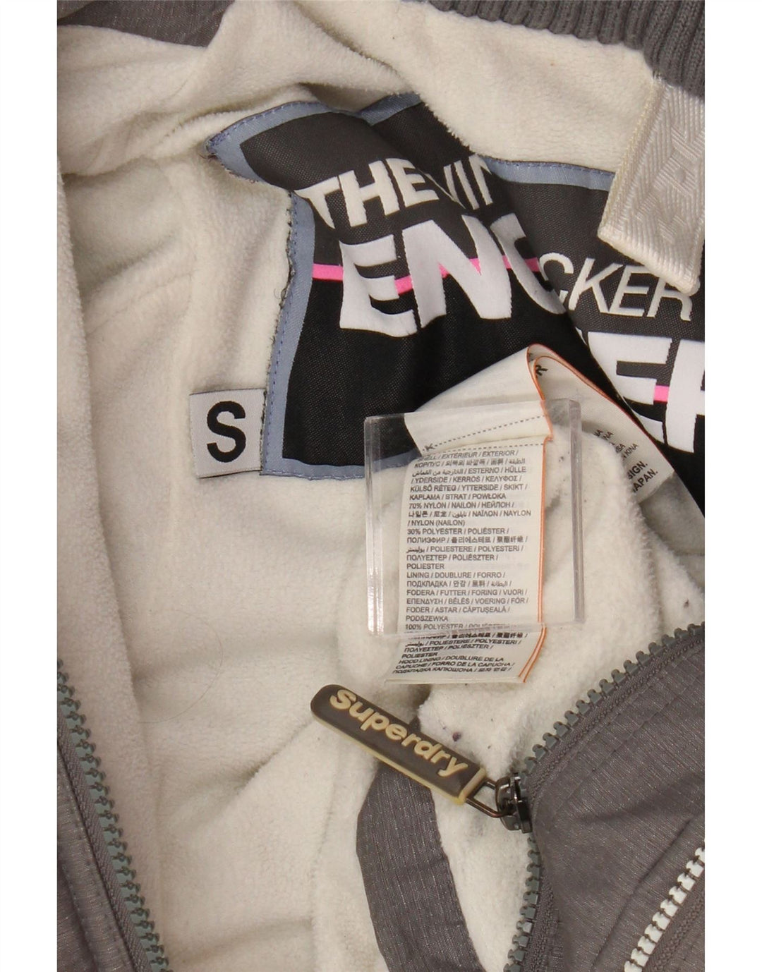 Damska kurtka wiatrówka Superdry Windattacker Graphic UK 10, mała szara