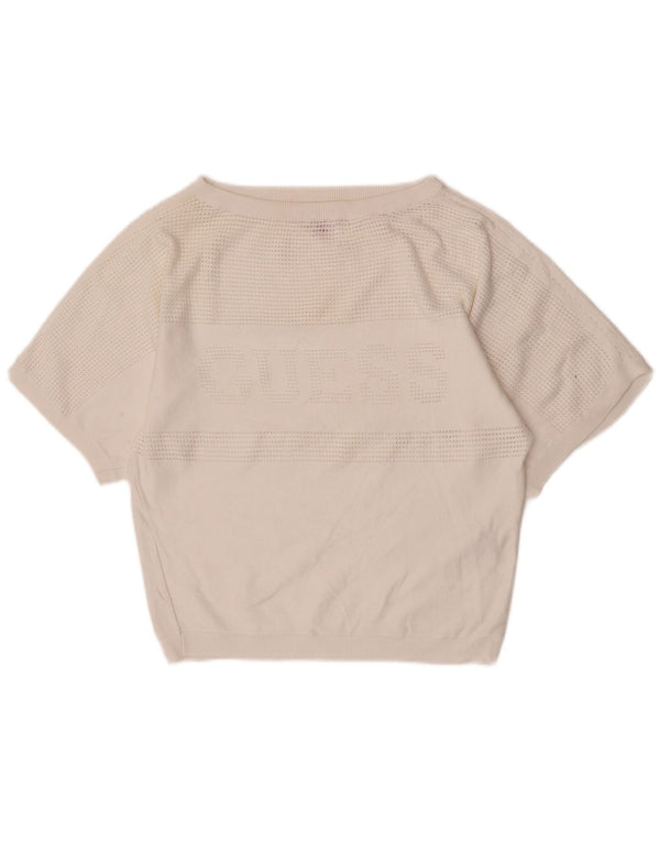 Damski sweter Guess z krótkim rękawem i dekoltem w łódkę, UK 6 XS, biały