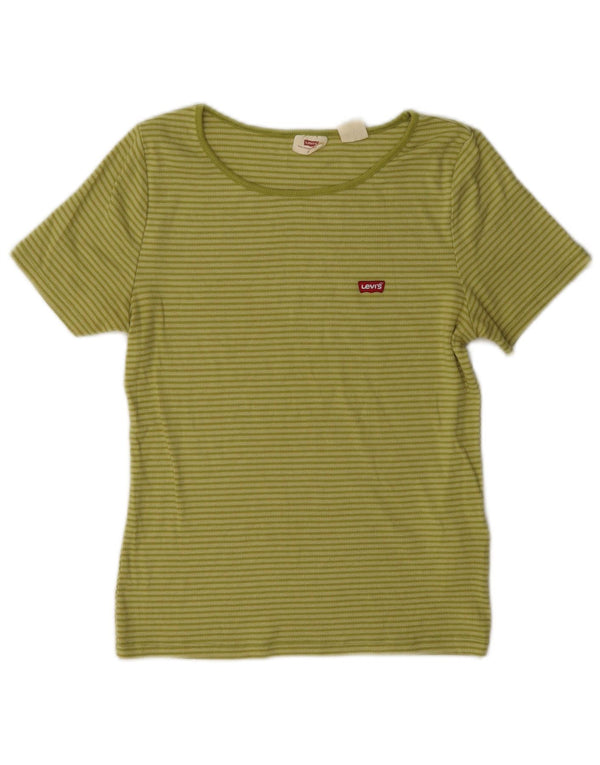 Damska koszulka Levi's Top UK 14, bawełna w średnie zielone prążki