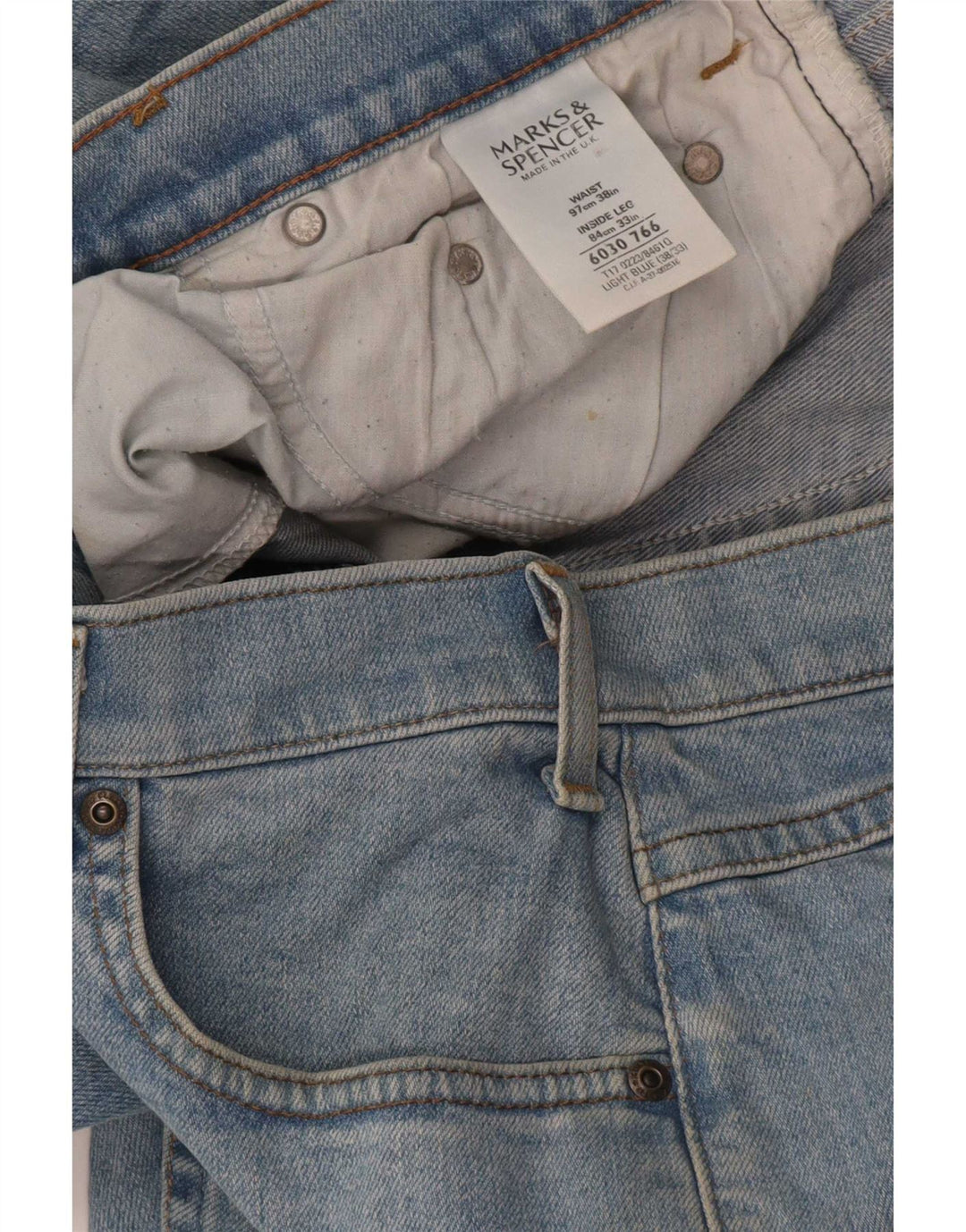 Marks & Spencer Męskie proste dżinsy W38 L28 Niebieskie bawełniane