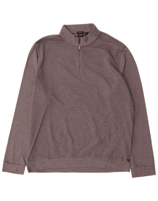 Męska bluza z zamkiem błyskawicznym i regularnym krojem Hugo Boss, 2XL, szara bawełna