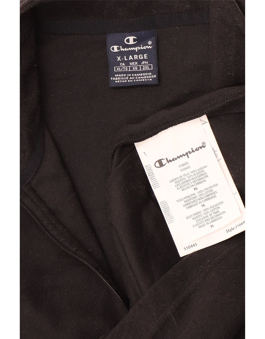 Męski sweter polarowy CHAMPION XL, czarny, poliestrowy, zapinany na zamek