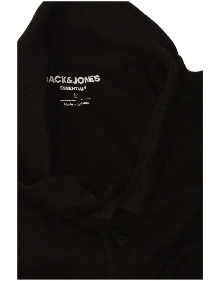 Męska koszulka polo Jack & Jones, duża, czarna, bawełniana