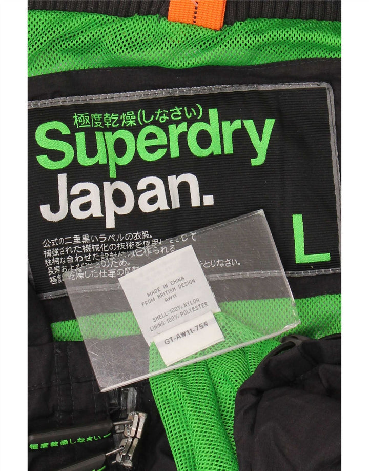 Męska kurtka przeciwdeszczowa Superdry UK 40, duża, czarna, nylonowa
