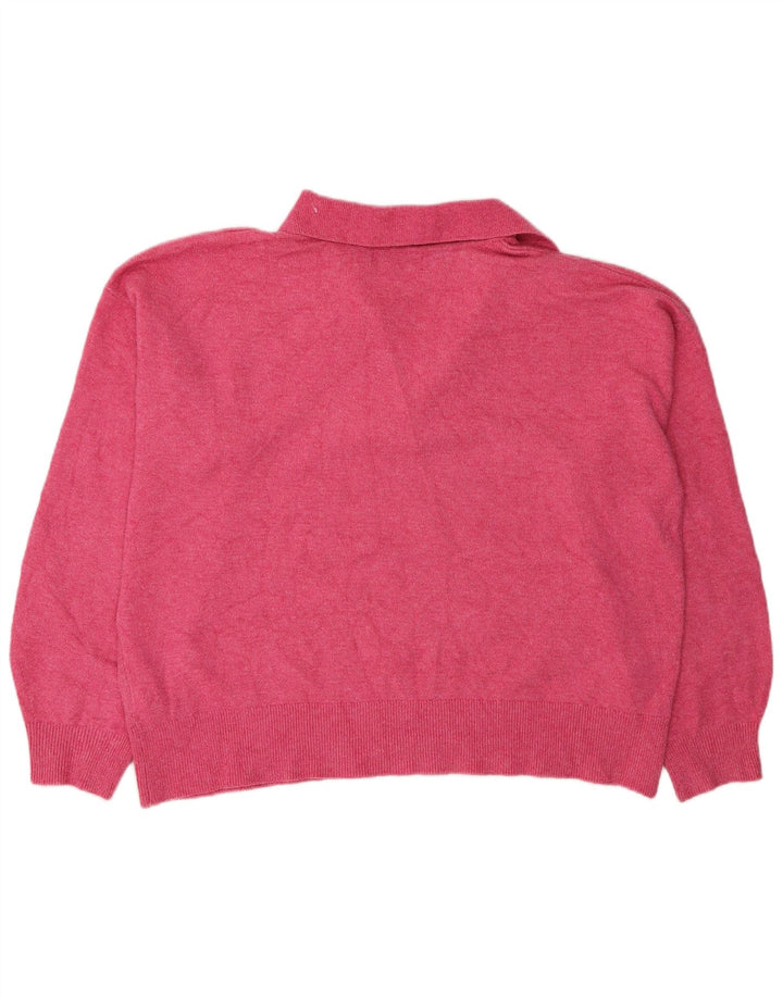 Marks & Spencer Damski sweter polo UK 16, duży, różowy poliester