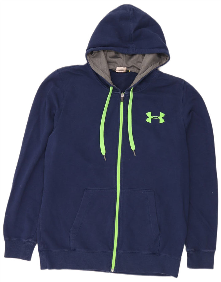 Męski sweter z kapturem i zamkiem Under Armour, duży, niebieski, bawełniany