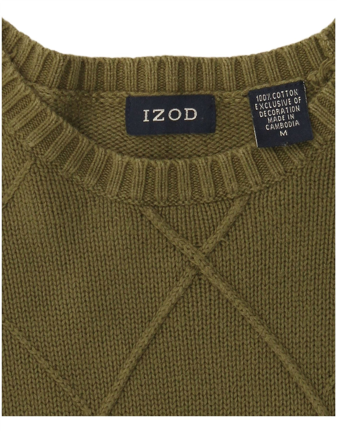 IZOD Męski sweter z dekoltem w łódkę, średnia bawełna khaki