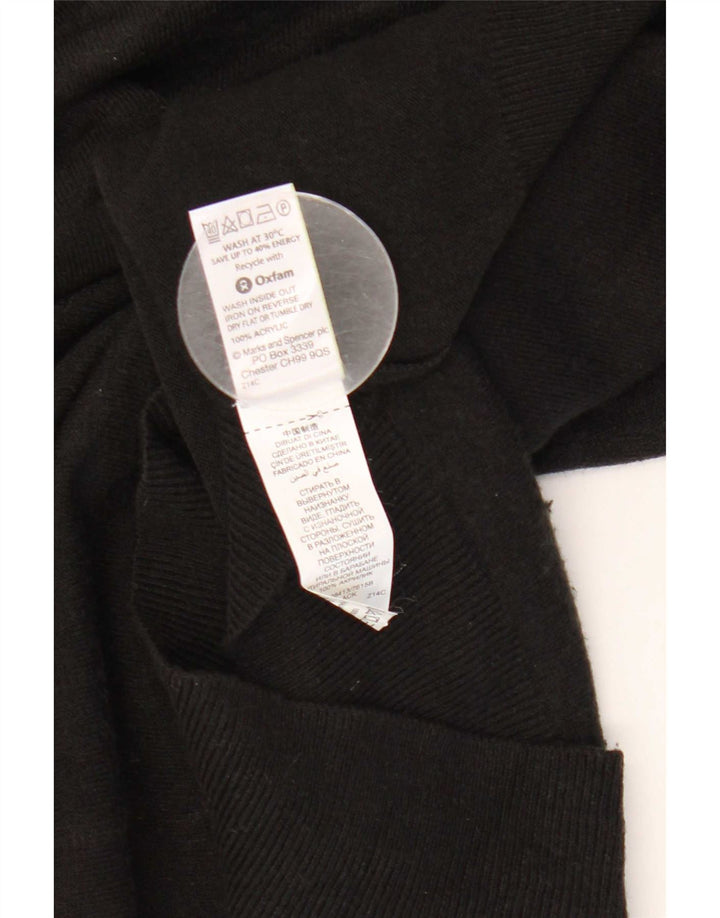 Męski sweter Marks & Spencer Blue Harbor z dekoltem w kształcie litery V, mały, czarny, akrylowy