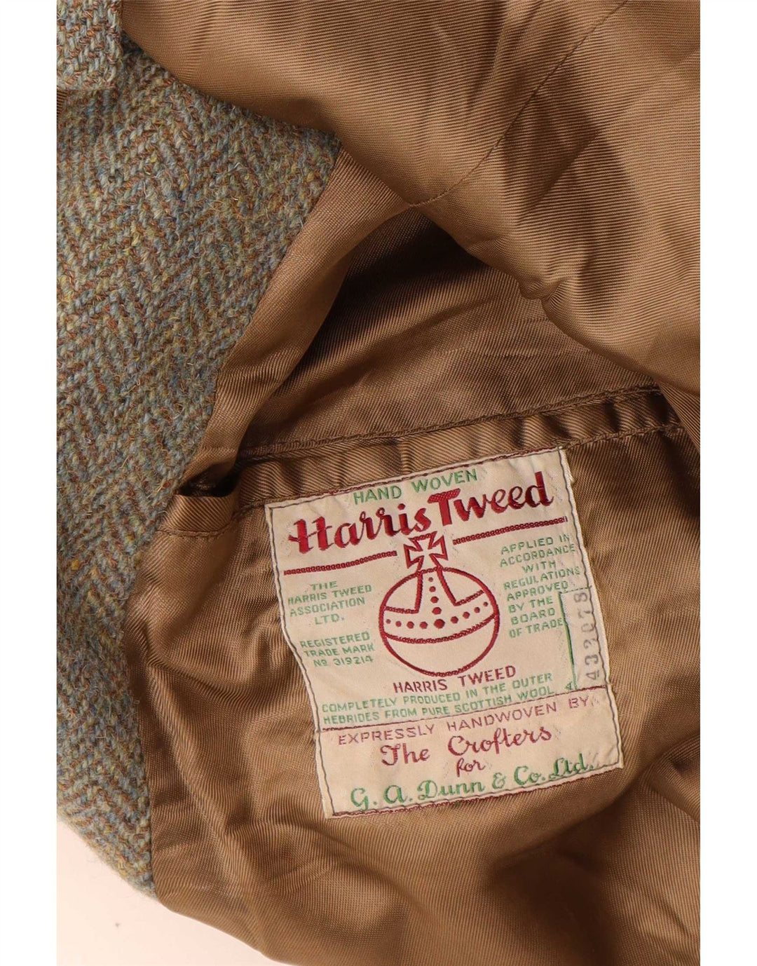 Dunn & Co Męskie Harris Tweed UK 40 Duży brązowy wełniany klasyk w jodełkę