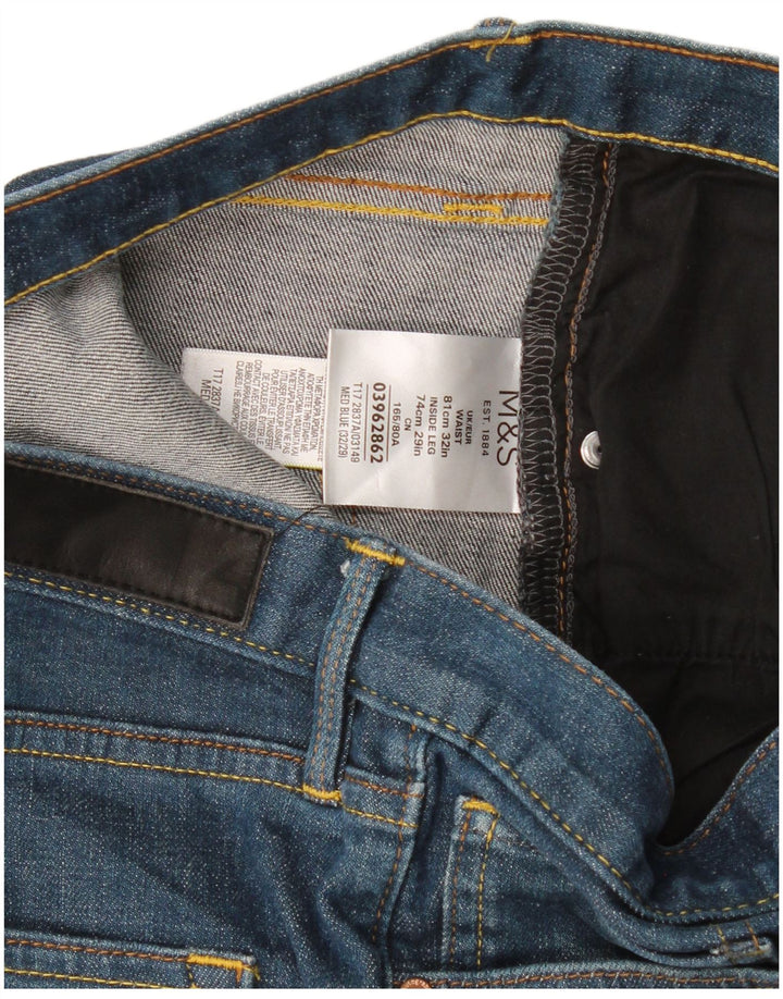 Marks & Spencer Męskie jeansy proste z autografem W32 L29 Niebieskie bawełniane