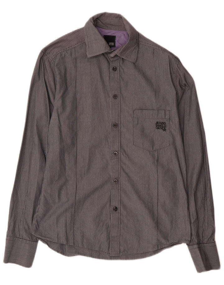 Męska koszula JACK & JONES, mała, szara, bawełniana w prążki
