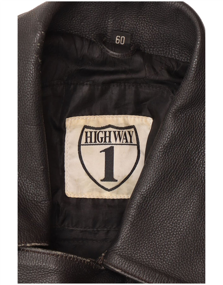 Męska skórzana kurtka motocyklowa Highway 1, rozmiar 60, 4XL, czarna skóra
