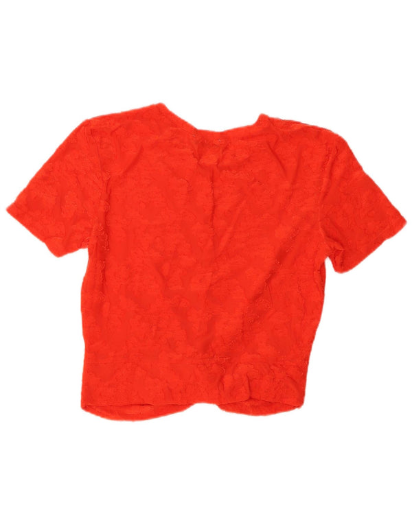 Damska bluzka Zara Trafaluc Crop Top UK 14, duża, pomarańczowa, w kwiaty