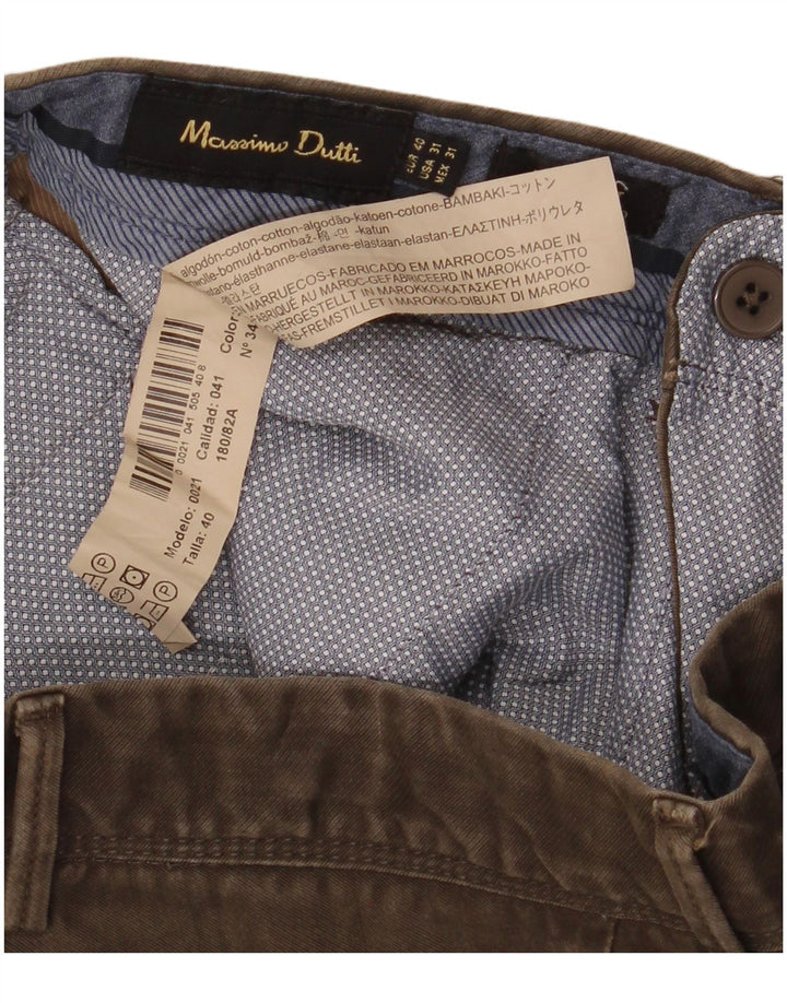 Męskie proste spodnie chino MASSIMO DUTTI EU 40 Medium W31 L32 brązowe