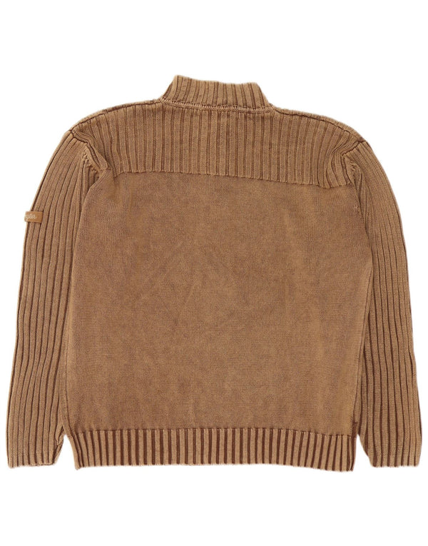 Wrangler Męski sweter z zamkiem błyskawicznym XL, brązowy, bawełniany