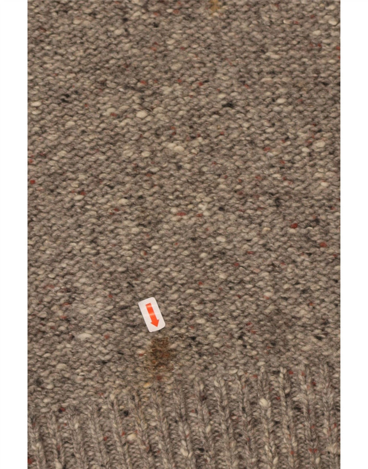 WHITE STUFF Mens Button Neck Jumper Sweater Small Grey Flecked Wool