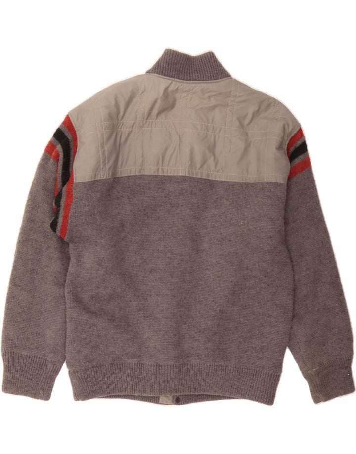 LOLI WOLF Mens Knit Bomber Jacket UK 42 XL Grey Colourblock Vintage Loli Wolf and Second-Hand Loli Wolf from Messina Hembry 