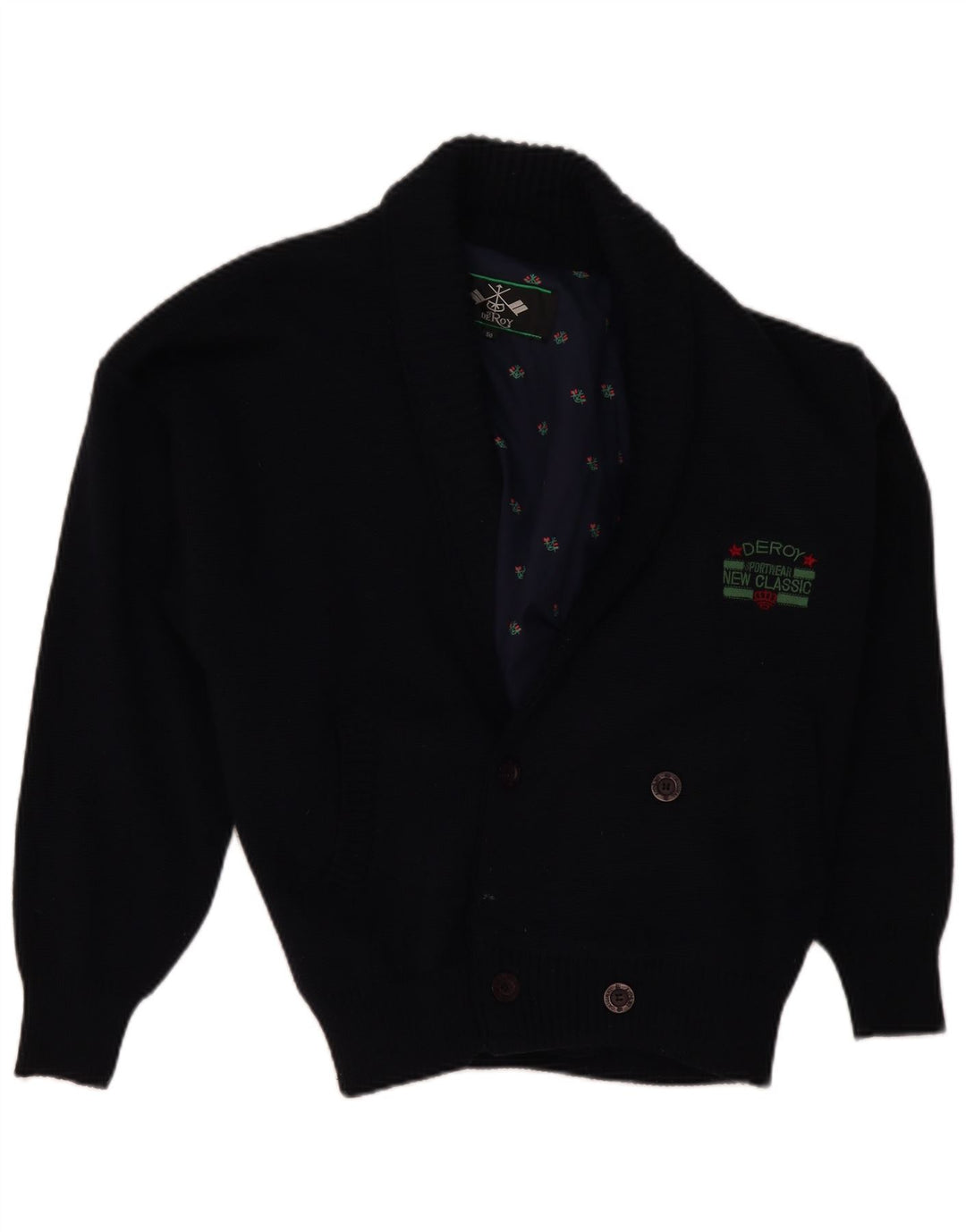 Męski sweter rozpinany VINTAGE IT 50 Średni granatowy wełniany