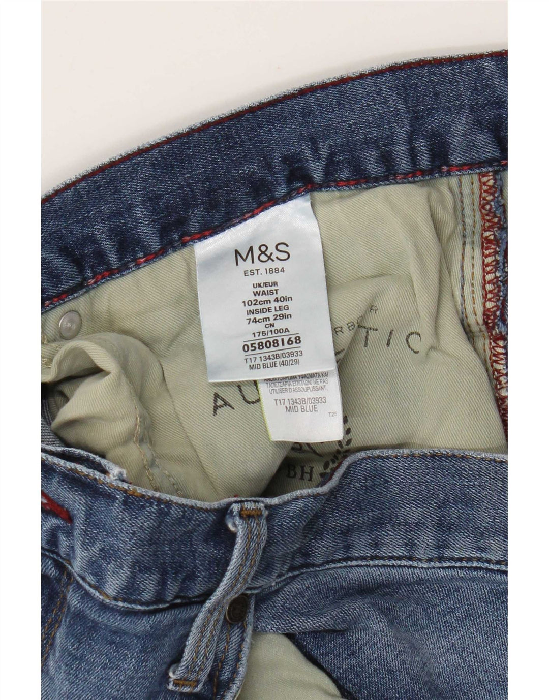 Marks & Spencer Męskie proste dżinsy W40 L29 Niebieskie bawełniane