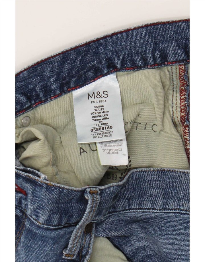 Marks & Spencer Męskie proste dżinsy W40 L29 Niebieskie bawełniane