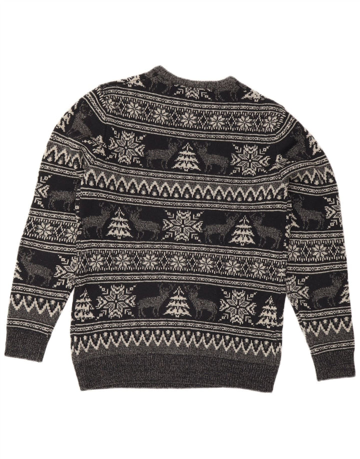 Męski sweter z okrągłym dekoltem Cedarwood State, średnioszary Fair Isle